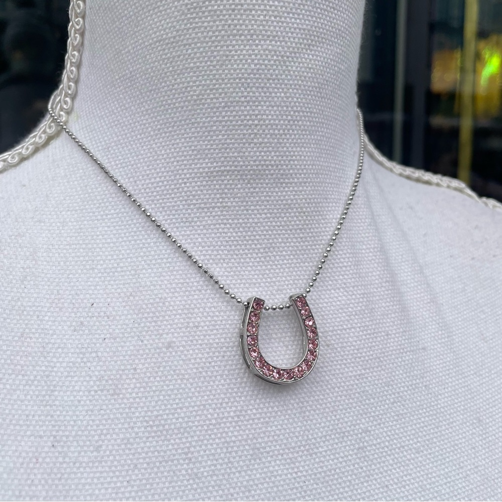 Vintage y2k Pink Mcbling Horshoe Necklace